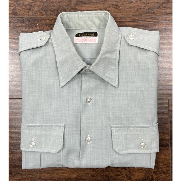 Vintage Citadel Shirt Men's 16 1/2 Green Short Sleeve Button Up Made In USA - Picture 1 of 7